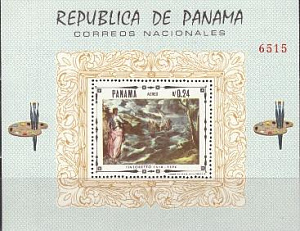 Панама, 1968, Религиозная Живопись, Тинторетто, блок , 15 Евро